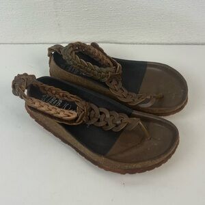 Jeffrey Campbell Braided Brown Leather Sandals, 6